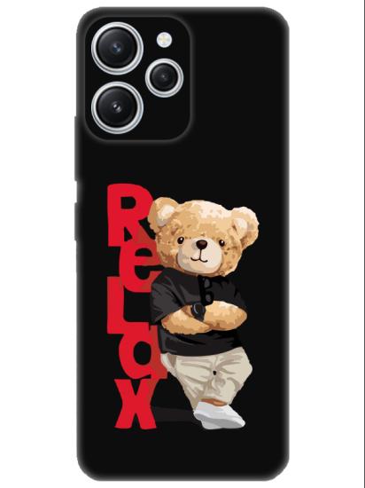 Redmi 12 Teddy Bear Relax Siyah Telefon Kılıfı