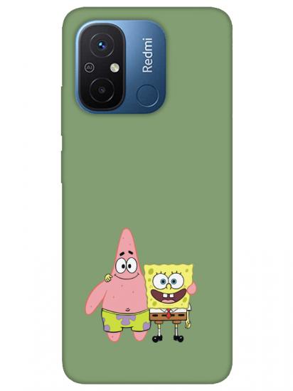 Redmi 12C Sünger Bob Ve Patrickstar Yeşil Telefon Kılıfı