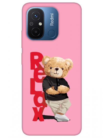 Redmi 12C Teddy Bear Relax Pembe Telefon Kılıfı