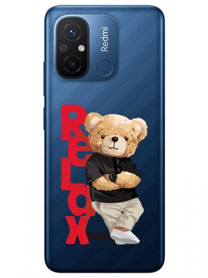 Redmi 12C Teddy Bear Relax Şeffaf Telefon Kılıfı