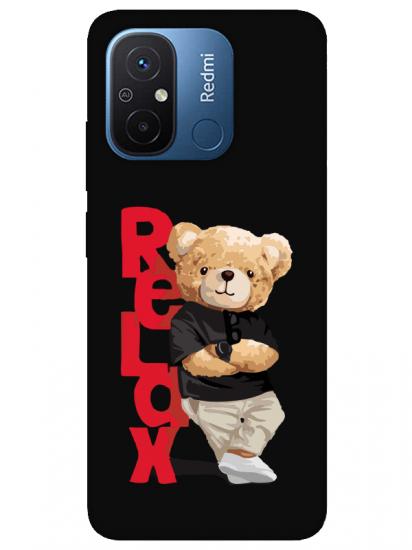 Redmi 12C Teddy Bear Relax Siyah Telefon Kılıfı