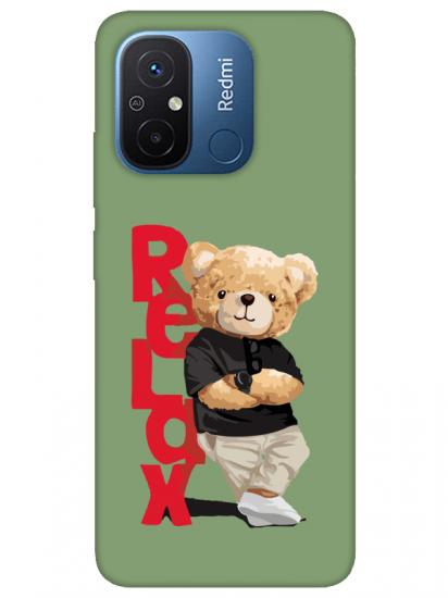 Redmi 12C Teddy Bear Relax Yeşil Telefon Kılıfı