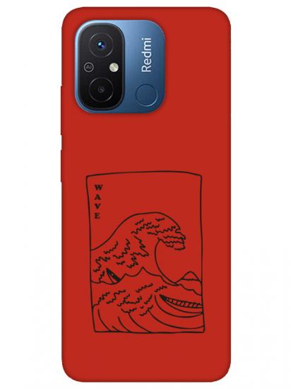 Redmi 12C Kanagawa Wave Kırmızı Telefon Kılıfı