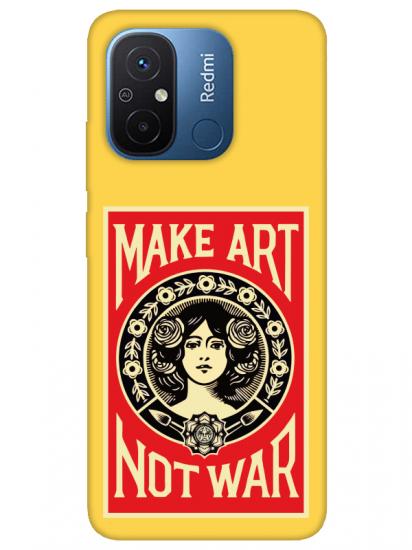 Redmi 12C Make Art Not War Sarı Telefon Kılıfı