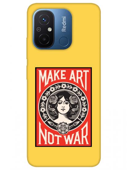 Redmi 12C Make Art Not War Sarı Telefon Kılıfı