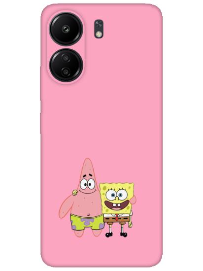 Redmi 13C Sünger Bob Ve Patrickstar Pembe Telefon Kılıfı