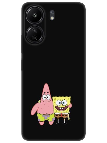 Redmi 13C Sünger Bob Ve Patrickstar Siyah Telefon Kılıfı