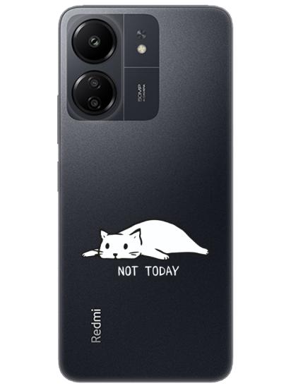 Redmi 13C Not Today Kedi Şeffaf Telefon Kılıfı