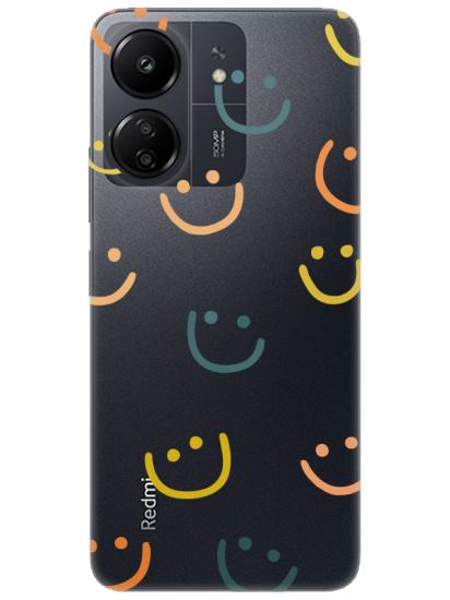 Redmi 13C Emoji Gülen Yüz Şeffaf Telefon Kılıfı