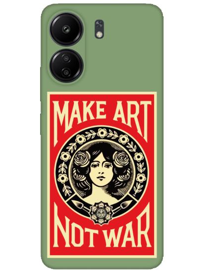 Redmi 13C Make Art Not War Yeşil Telefon Kılıfı