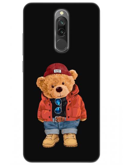 Redmi 8 Teddy Bear Siyah Telefon Kılıfı