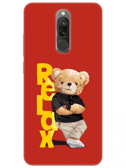 Redmi 8 Teddy Bear Relax Kırmızı Telefon Kılıfı