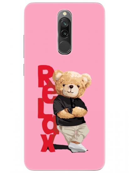 Redmi 8 Teddy Bear Relax Pembe Telefon Kılıfı