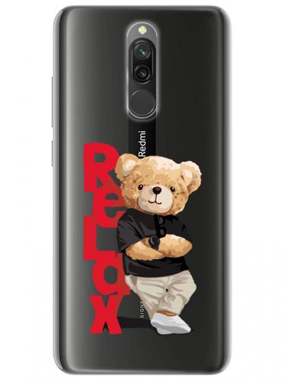 Redmi 8 Teddy Bear Relax Şeffaf Telefon Kılıfı