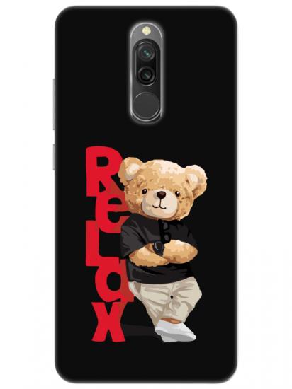 Redmi 8 Teddy Bear Relax Siyah Telefon Kılıfı