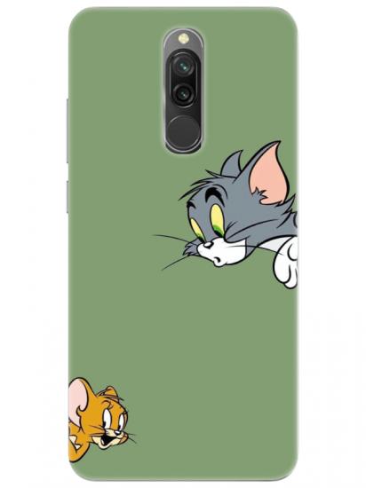 Redmi 8 Tom And Jerry Yeşil Telefon Kılıfı