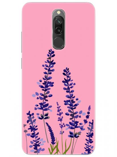 Redmi 8 Lavanta Desenli Pembe Telefon Kılıfı