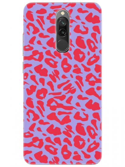 Redmi 8 Leopar Desenli Lila Telefon Kılıfı