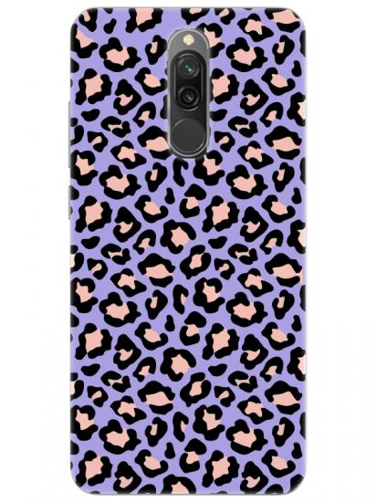 Redmi 8 Leopar Desenli Lila Telefon Kılıfı