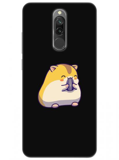 Redmi 8 Sevimli Hamster Siyah Telefon Kılıfı