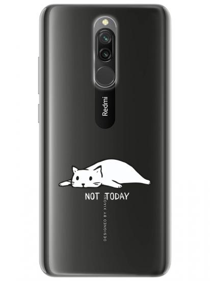 Redmi 8 Not Today Kedi Şeffaf Telefon Kılıfı