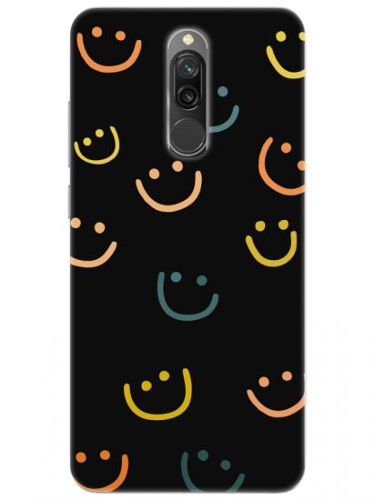 Redmi 8 Emoji Gülen Yüz Siyah Telefon Kılıfı