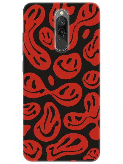 Redmi 8 Gülen Yüzler Kırmızı Telefon Kılıfı