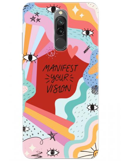 Redmi 8 Manifest Your Vision Kırmızı Telefon Kılıfı