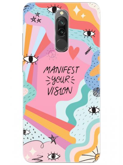 Redmi 8 Manifest Your Vision Pembe Telefon Kılıfı