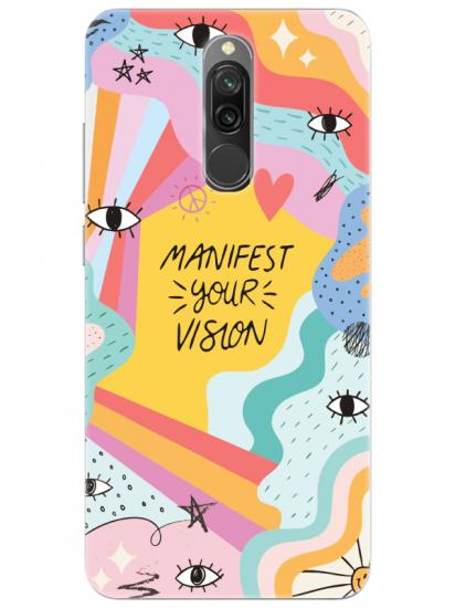 Redmi 8 Manifest Your Vision Sarı Telefon Kılıfı