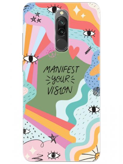 Redmi 8 Manifest Your Vision Yeşil Telefon Kılıfı