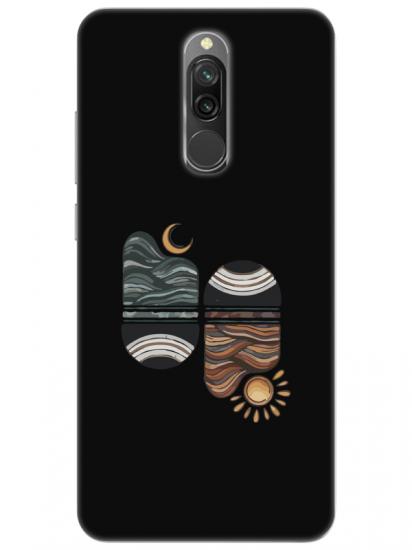 Redmi 8 Sunset Wave Siyah Telefon Kılıfı