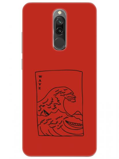 Redmi 8 Kanagawa Wave Kırmızı Telefon Kılıfı