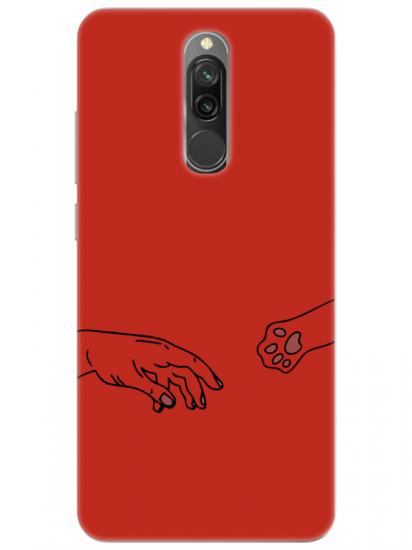 Redmi 8 Hand And Paw Kırmızı Telefon Kılıfı