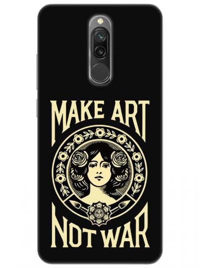 Redmi 8 Make Art Not War Siyah Telefon Kılıfı