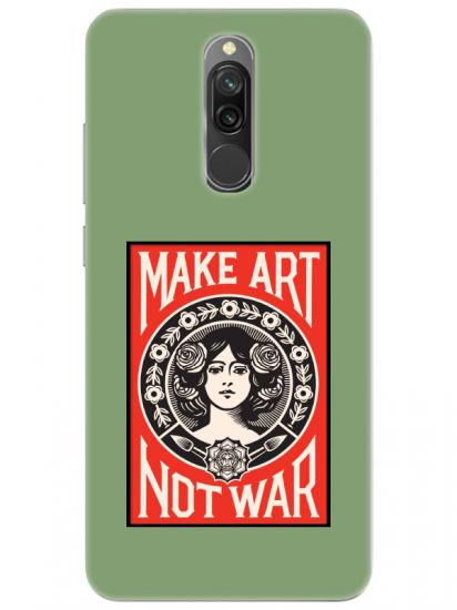 Redmi 8 Make Art Not War Yeşil Telefon Kılıfı