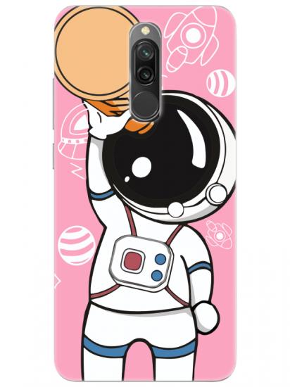 Redmi 8 Astronot Pembe Telefon Kılıfı