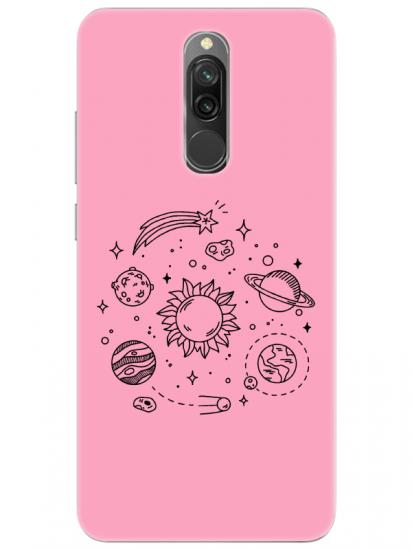 Redmi 8 Gezegen Pembe Telefon Kılıfı