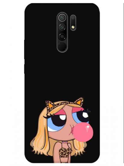 Redmi 9 Powerpuff Girls Siyah Telefon Kılıfı