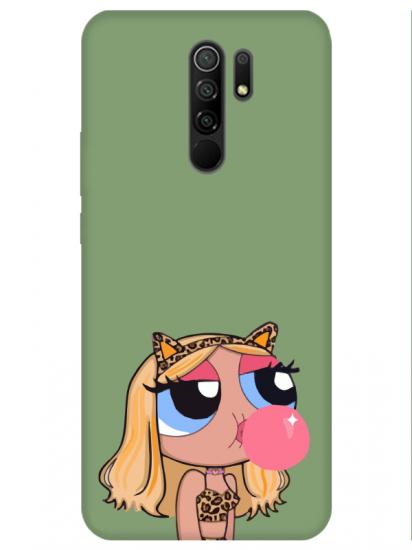 Redmi 9 Powerpuff Girls Yeşil Telefon Kılıfı