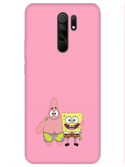 Redmi 9 Sünger Bob Ve Patrickstar Pembe Telefon Kılıfı