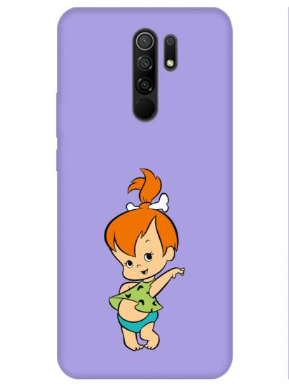 Redmi 9 Taş Devri Kız Bebek Lila Telefon Kılıfı