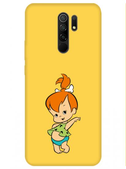 Redmi 9 Taş Devri Kız Bebek Sarı Telefon Kılıfı