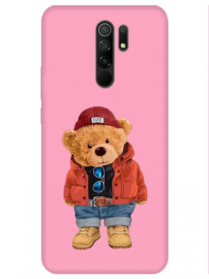 Redmi 9 Teddy Bear Pembe Telefon Kılıfı