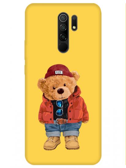 Redmi 9 Teddy Bear Sarı Telefon Kılıfı