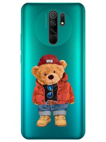 Redmi 9 Teddy Bear Şeffaf Telefon Kılıfı