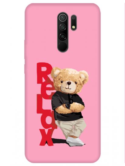 Redmi 9 Teddy Bear Relax Pembe Telefon Kılıfı