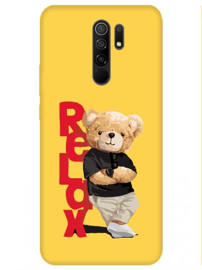 Redmi 9 Teddy Bear Relax Sarı Telefon Kılıfı