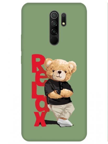 Redmi 9 Teddy Bear Relax Yeşil Telefon Kılıfı