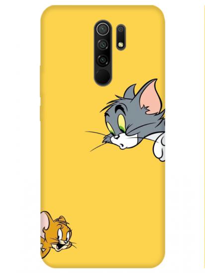 Redmi 9 Tom And Jerry Sarı Telefon Kılıfı